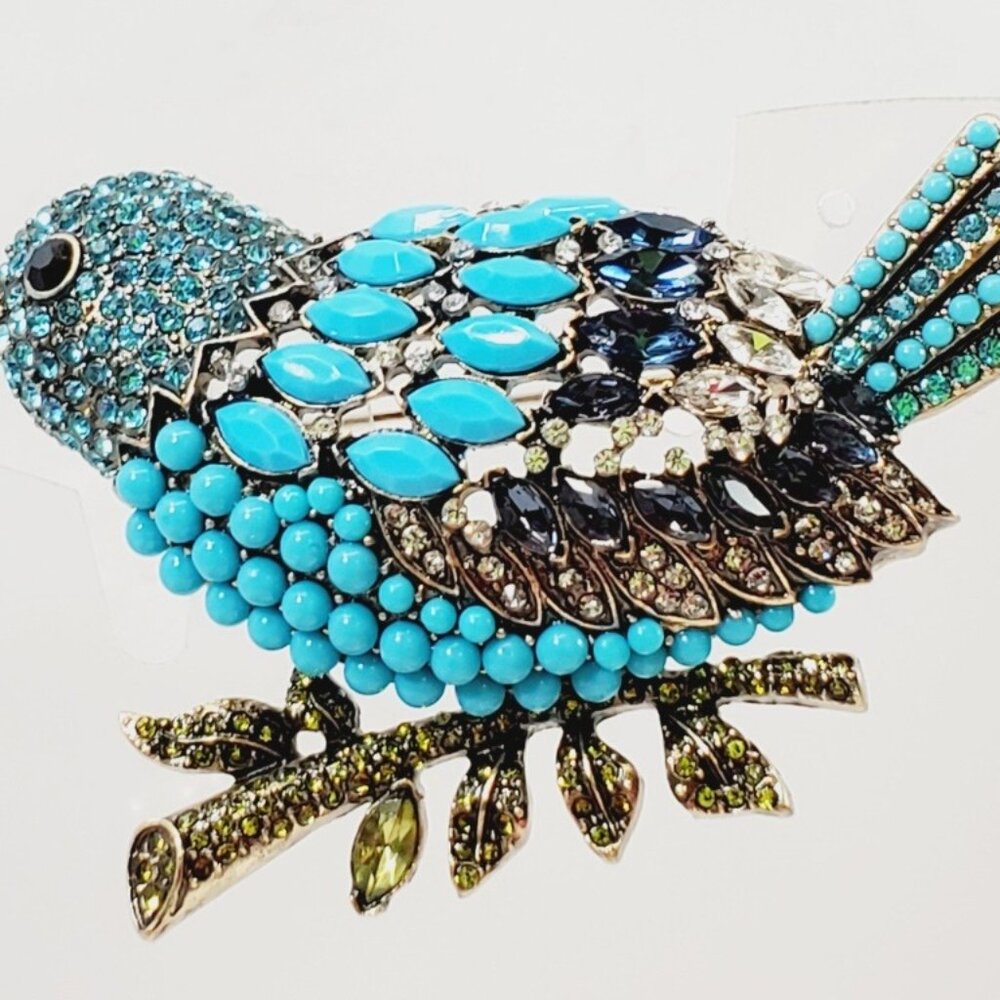 Stunning Signed Large Blue Bird Brooch [921]